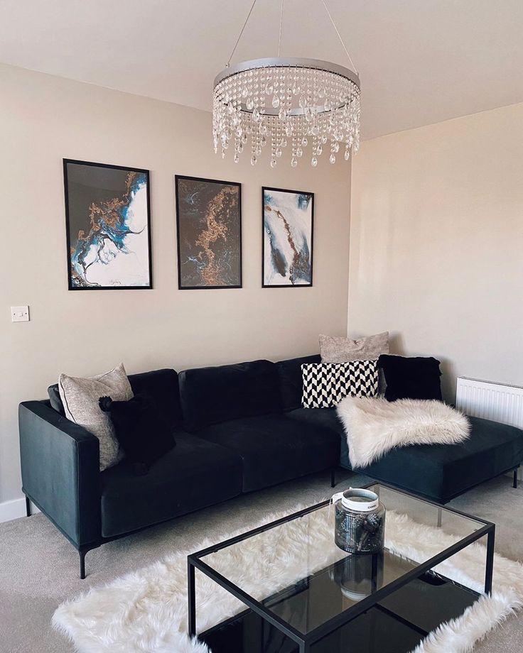 Midnight Black Corner Couch